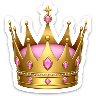 golden crown with pink detail, luxurious  sticker