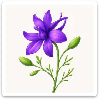 Redraw this purple wildflower in a modern 3D iOS style (GPT Image). Add volume, expressive light and shadow, and a clean background. sticker