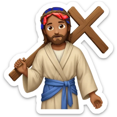 JESUS CARRYING HIS CROSS ON HIS BACK sticker