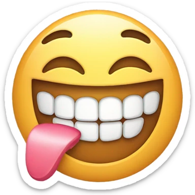 smiling emoji w tongue covering teeth sticker