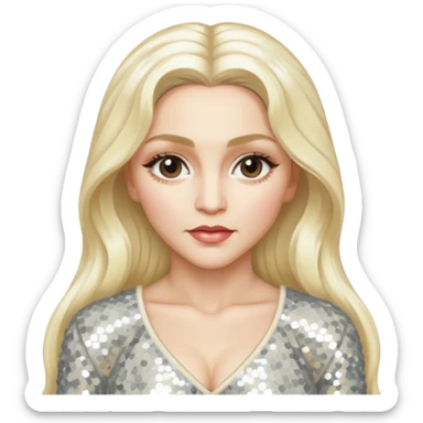 Madonna with long platinum blonde hair, ivory sequin outfit  sticker