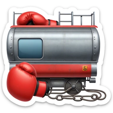 A train with boxing gloves sticker