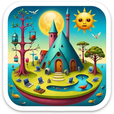 solarpunk - hieronymus bosch phantasmagoric depictions sticker