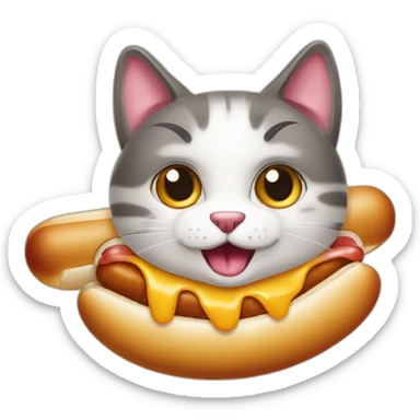 Katze die aus einem Hotdog schießt aus dem Hotdog Würstchen kommen  sticker