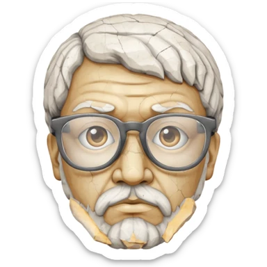 white cracked marble greek statue head with glasses sticker