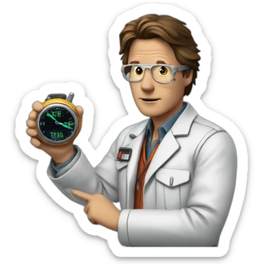 Back to the future Doc checking the time sticker