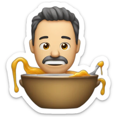 Un hombre gritando que no quiere tomar sopa sticker