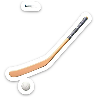 A field hockey stick and ball on a vibrant green grass field, with goalposts and clear field markings in the background. The scene emphasizes the bright, lush grass, highlighting the fast-paced and strategic nature of hockey on a well-maintained pitch. sticker