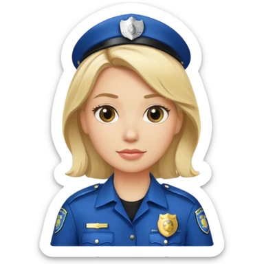 blonde police with hair clip sticker
