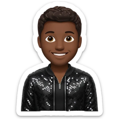 Nathan Morris from Boyz II Men with dark brown hair, black sequin outfit sticker
