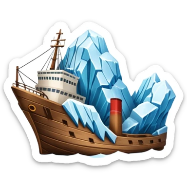 A ship crashing into an iceberg sticker