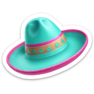Realistic isolated pink and turquoise  sombrero  sticker