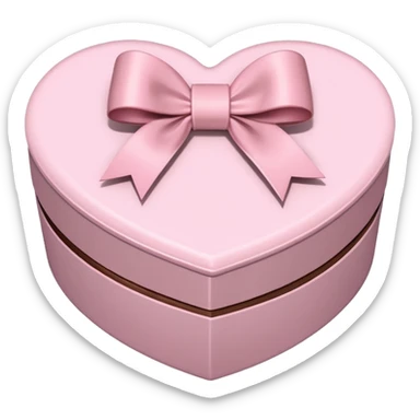 pale pink heart box, pale pink bow, filled with chocolates inside sticker