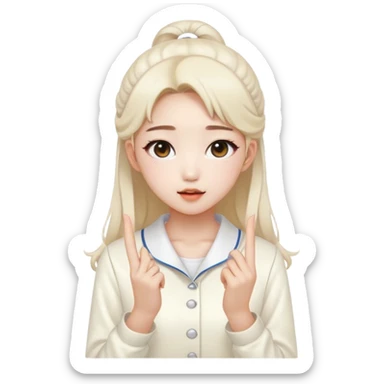 lesseo korean idol girl from girl group ive wearing cute white cream clothes sticker