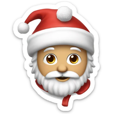 “An adorable Santa with a red suit, fluffy white beard, rosy cheeks, big eyes, and a red hat with a white pom-pom réaliste  sticker
