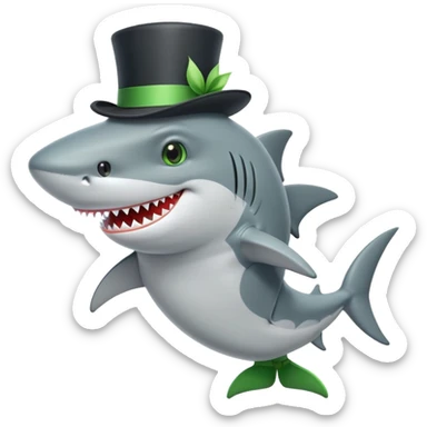Shark with a top hat and green boots sticker