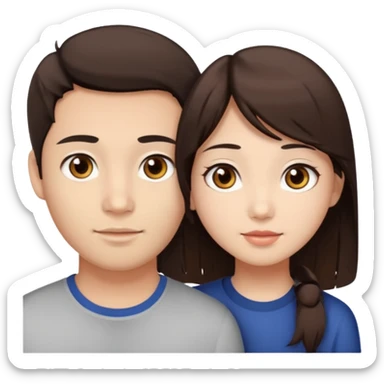 asian girl with brown eyes and dark brown hair, with her white boyfriend that has hazel eyes and light brown hair sticker