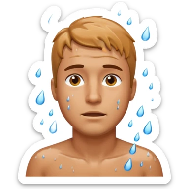 A man getting wet in the rain sticker