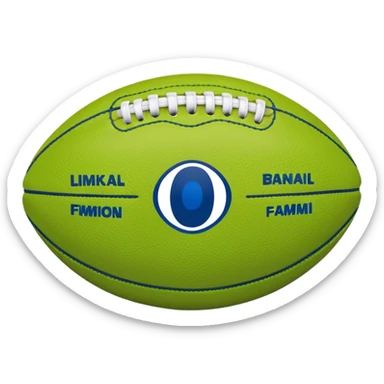 American football with lime green leather and navy-blue stitching sticker