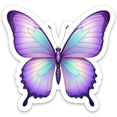 Pastel soft-colored whitish iridescent purple butterfly sticker