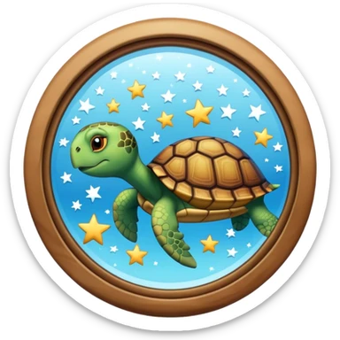 Turtle reflection in a mirror with stars sticker