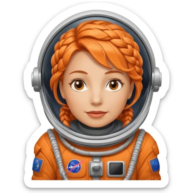 Astronauts, Middle-age, female, orange braided hair sticker