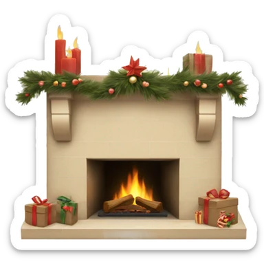 Winter christmas beige FirePlace sticker