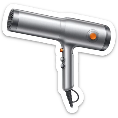hair dryer resembling Dyson multistyler, cylindrical shape, metallic finish sticker
