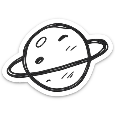 hand drawn planet, clean silhouette, black sticker