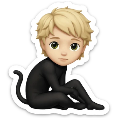 Chat noir peinture mignon assise peinture sticker