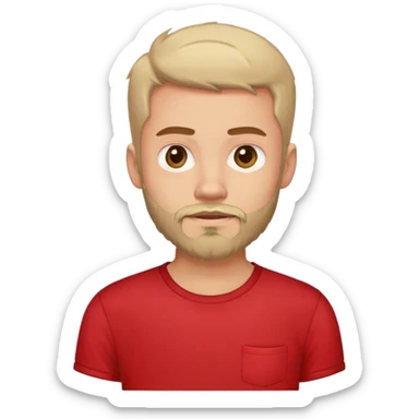 casual boy in red shirt. Abit mire beard sticker