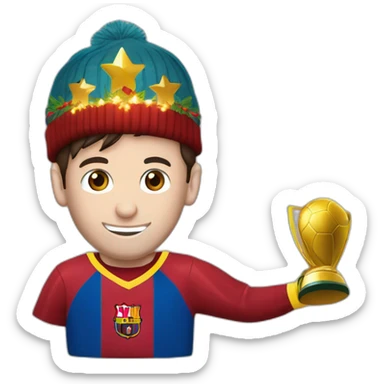 messi levantando la copa del munso con un gorro de navidad sticker