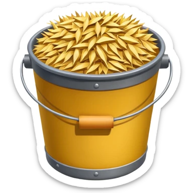 cow feed bucket object icon, bucket full of hay and grains, farm style, 3D cartoon, mobile game icon style, centered, clean background, no text, no watermark
 sticker