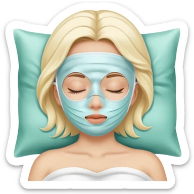 Girl sleeping peacefully with a white beauty face mask on, self care routine sticker