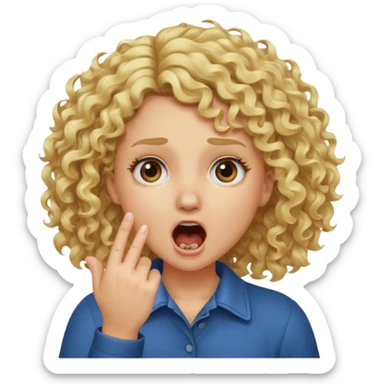 Emoji di ragazza bionda riccia che urla ma non è spaventata e mette una mano in faccia sticker