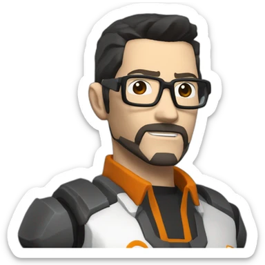 Gordon freeman bust white skin but black hair sticker