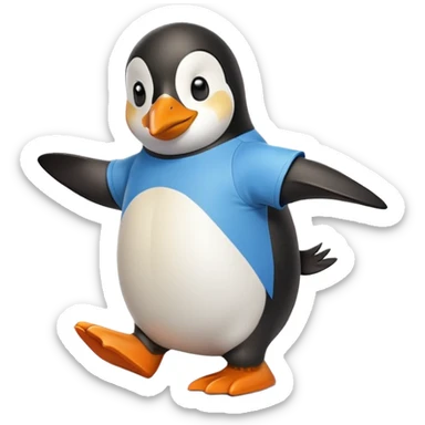 friendly anthropomorphised penguin in a shirt and t-shirt brisk walking sticker