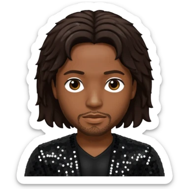D'Angelo, Neo-Soul Singer (1974-2025) with dark brown hair black sequin outfit sticker