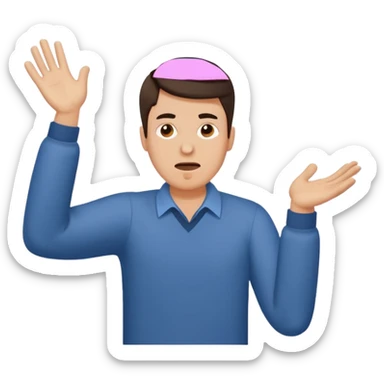 A man throwing papers in the air, frust sticker