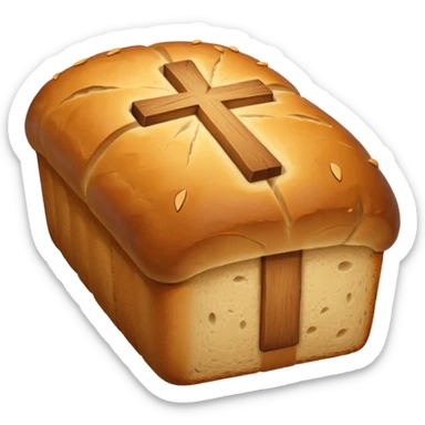 a loaf of bread with a cross through it sticker