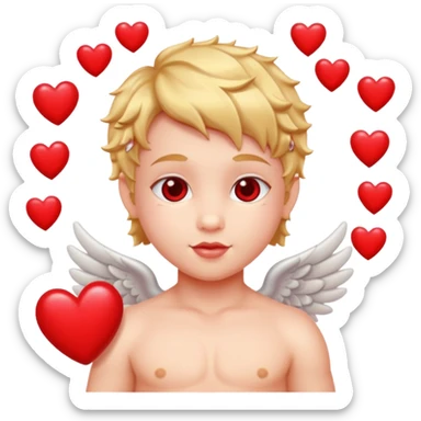 Cupido rodeado de corazones  sticker