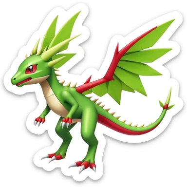 Spiky Cool Edgy shiny colorful Digimon-Fakemon-Flygon-Gabite, full body, two legs sticker