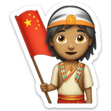 an Indian with the flag of China sticker