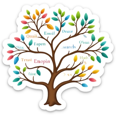 a mind map breaking one task down to three smaller subtasks  sticker