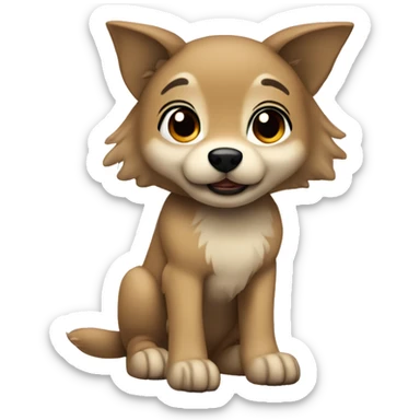 4 legs a light brown puppy-like wolf with black hair on its ears sticker