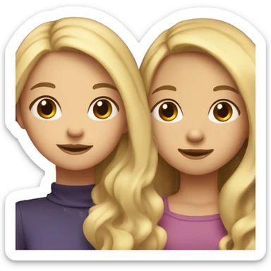 One girl withe brown wavy hair and another girl with straight blonde hair hugging each other sticker