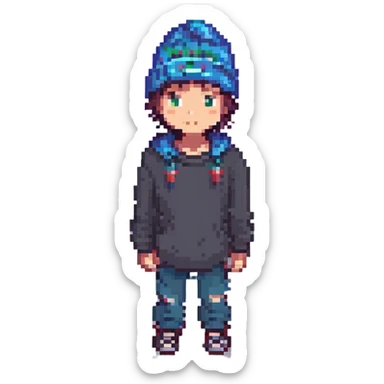 boy wearing a beanie sticker