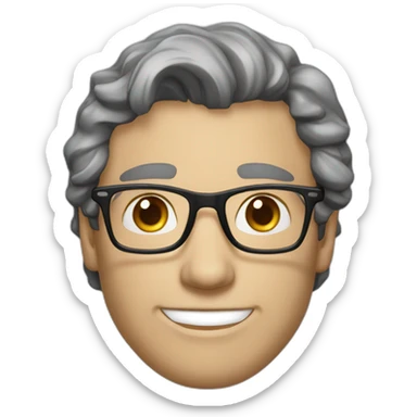 Handsome-Caucasian-man-dark-brown-wavy-hair-blue-eyes-glasses-middle-age sticker