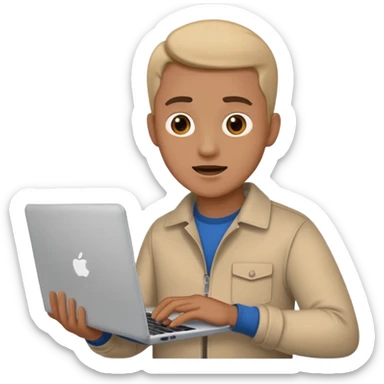 emoji of men which is holding a laptop and speaking sticker