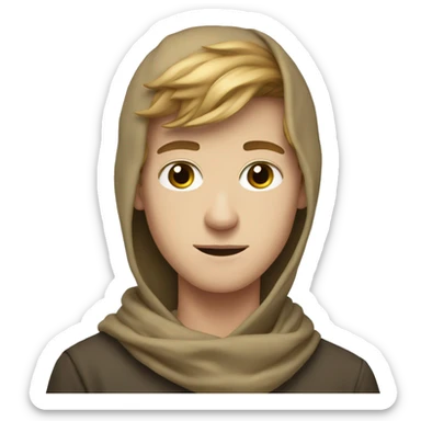 white teen guy with light brown hair with pashmina on sticker